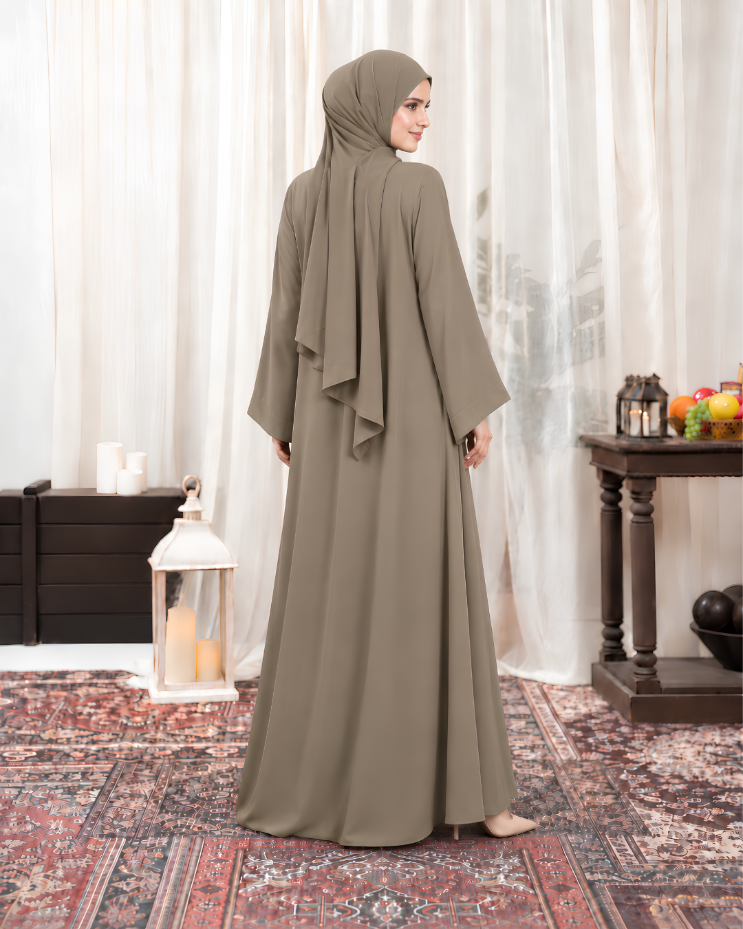 Mushroom Pleated Nida Abaya