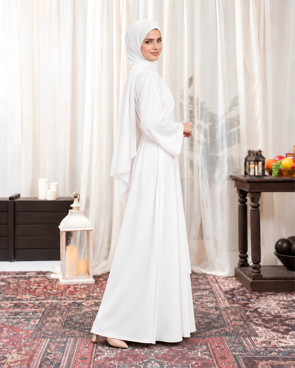 Pearl White Signature Abaya