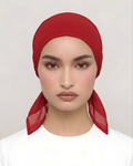 Crimson Red Hijab Tie Cap