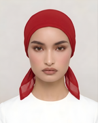 Crimson Red Hijab Tie Cap
