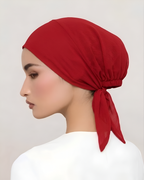 Crimson Red Hijab Tie Cap