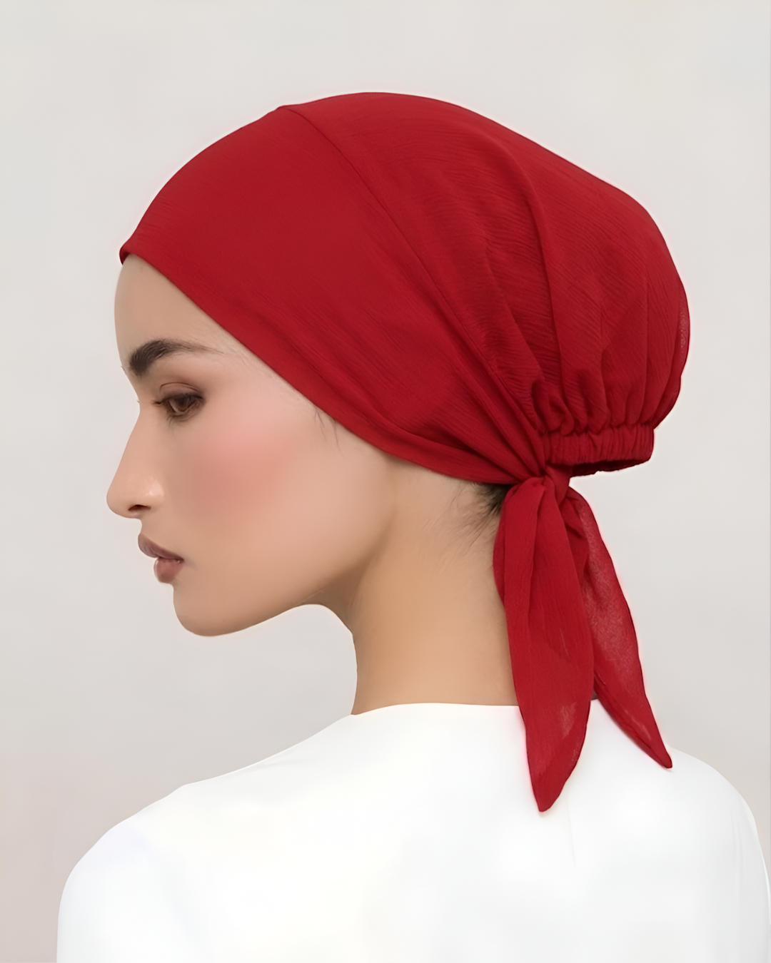 Crimson Red Hijab Tie Cap