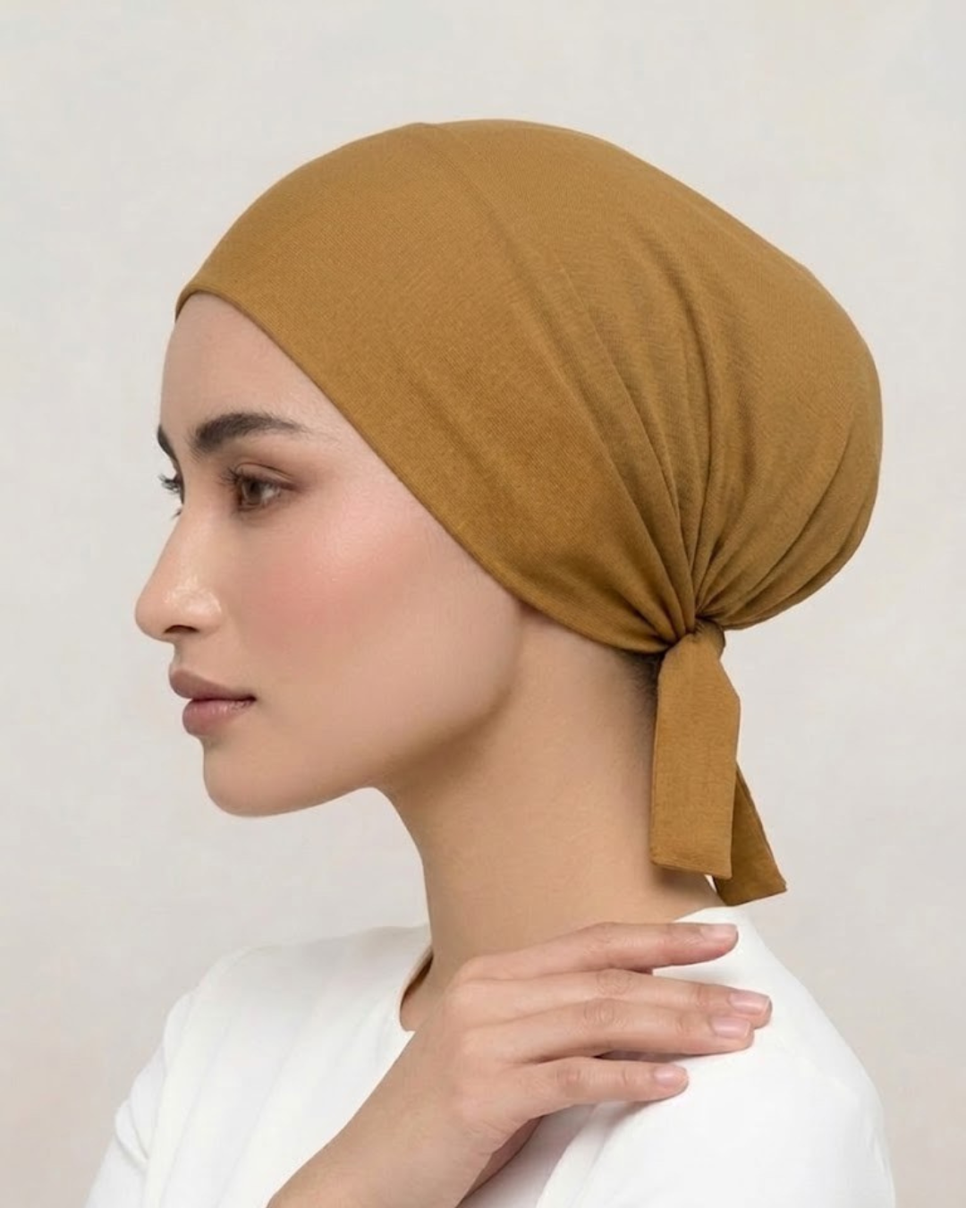 Light Mustard Hijab Tie Cap