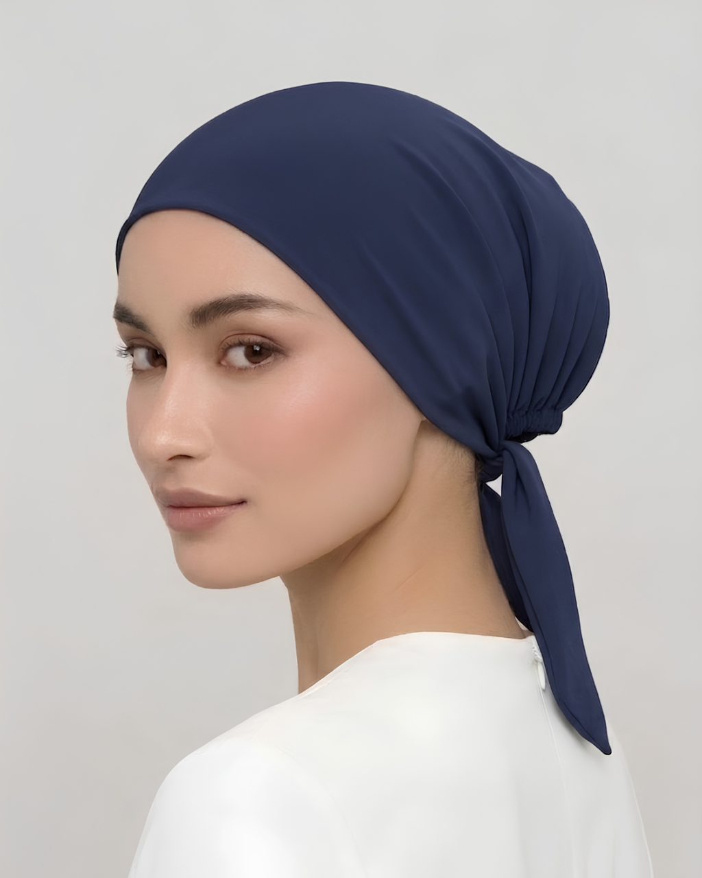 Midnight Navy Hijab Tie Cap