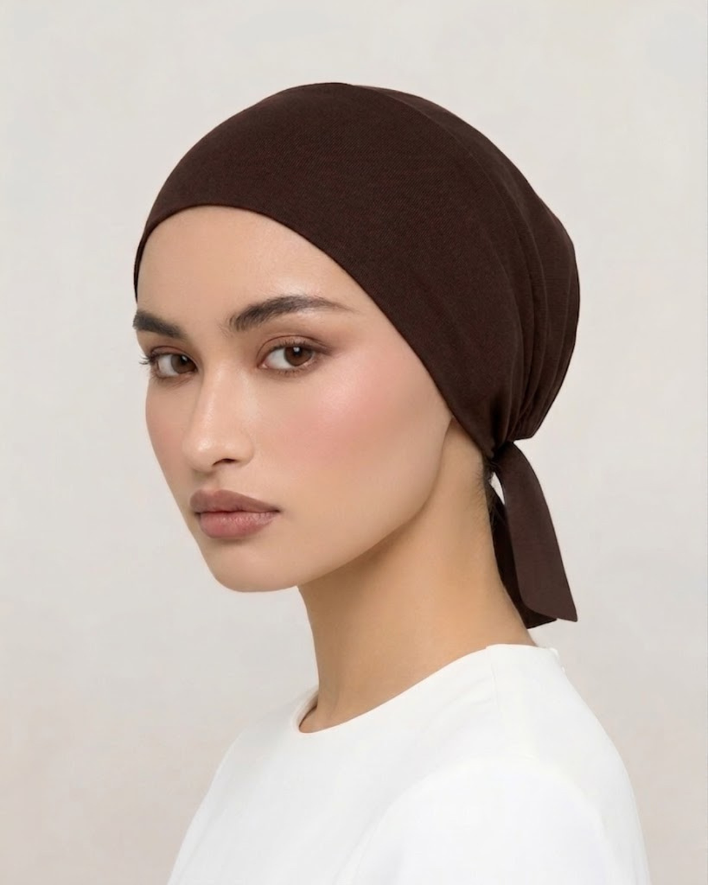Dark Brown Hijab Tie Cap