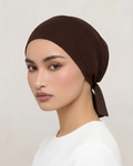 Dark Brown Hijab Tie Cap