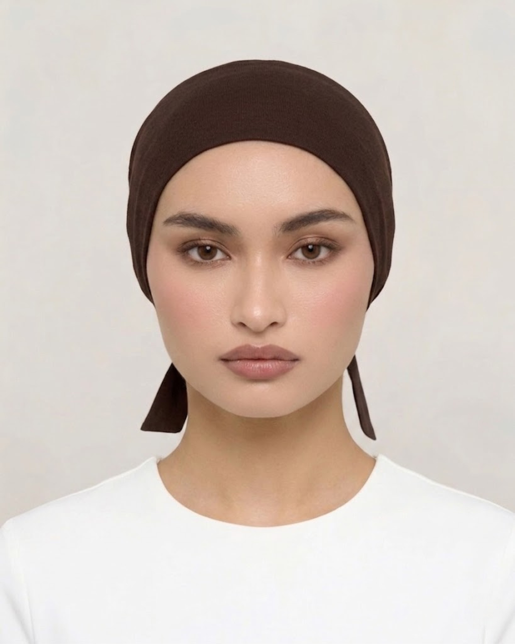 Dark Brown Hijab Tie Cap