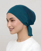 Deep Teal Hijab Tie Cap