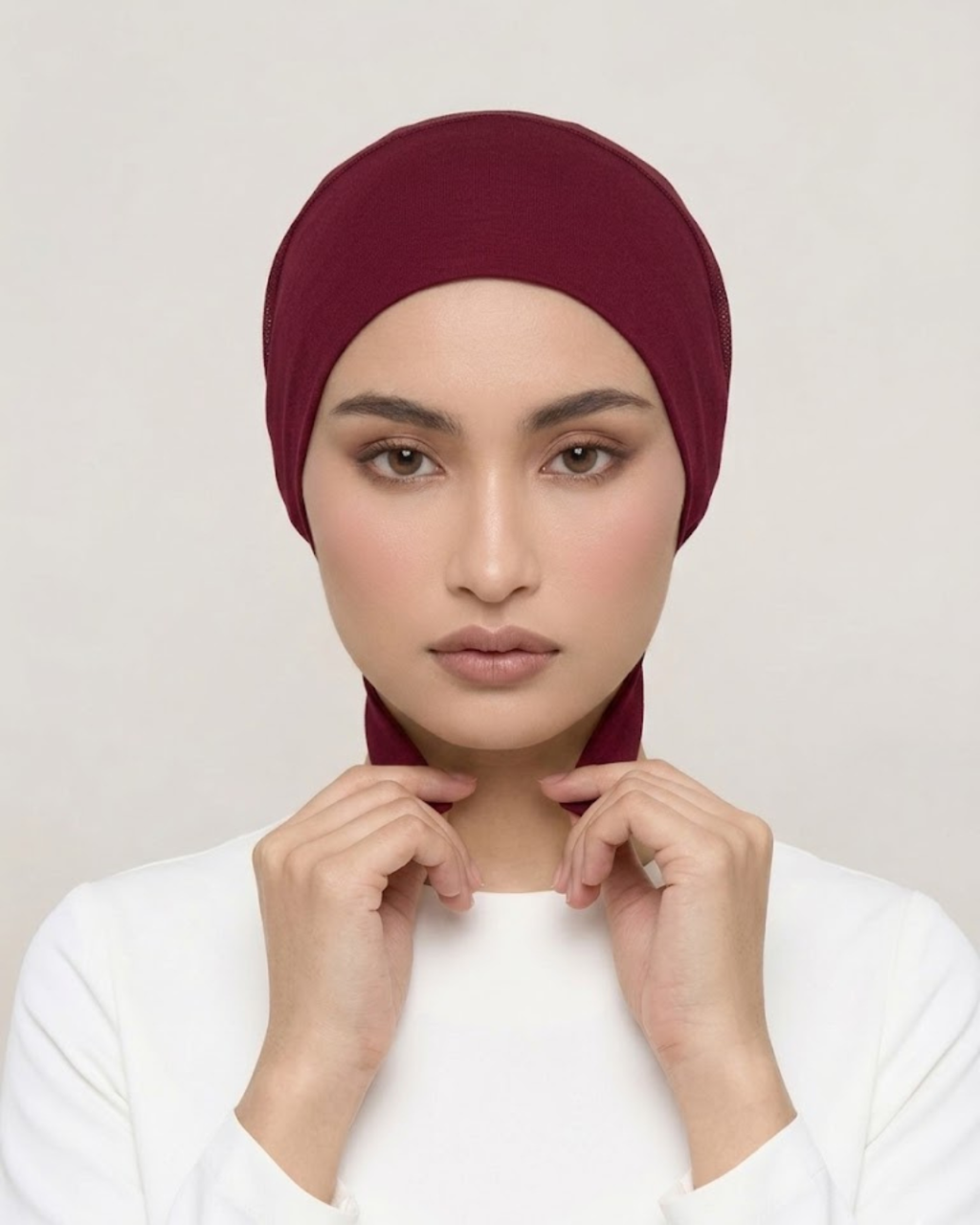 Burgundy Hijab Tie Cap