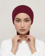 Burgundy Hijab Tie Cap