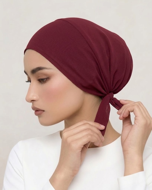 Burgundy Hijab Tie Cap