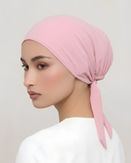 Soft Pink Hijab Tie Cap