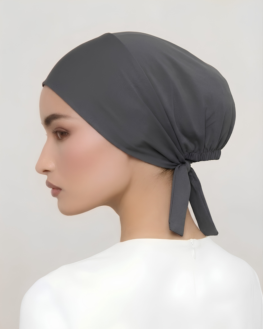 Dark Charcoal Hijab Tie Cap