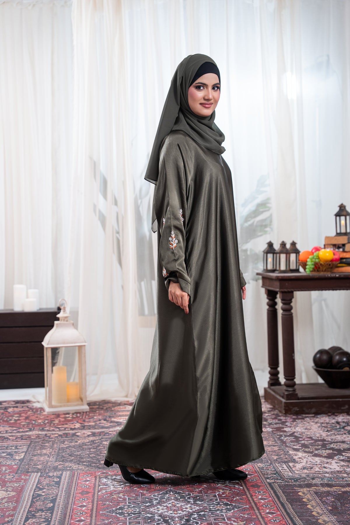 Forest Grace Silk Abaya