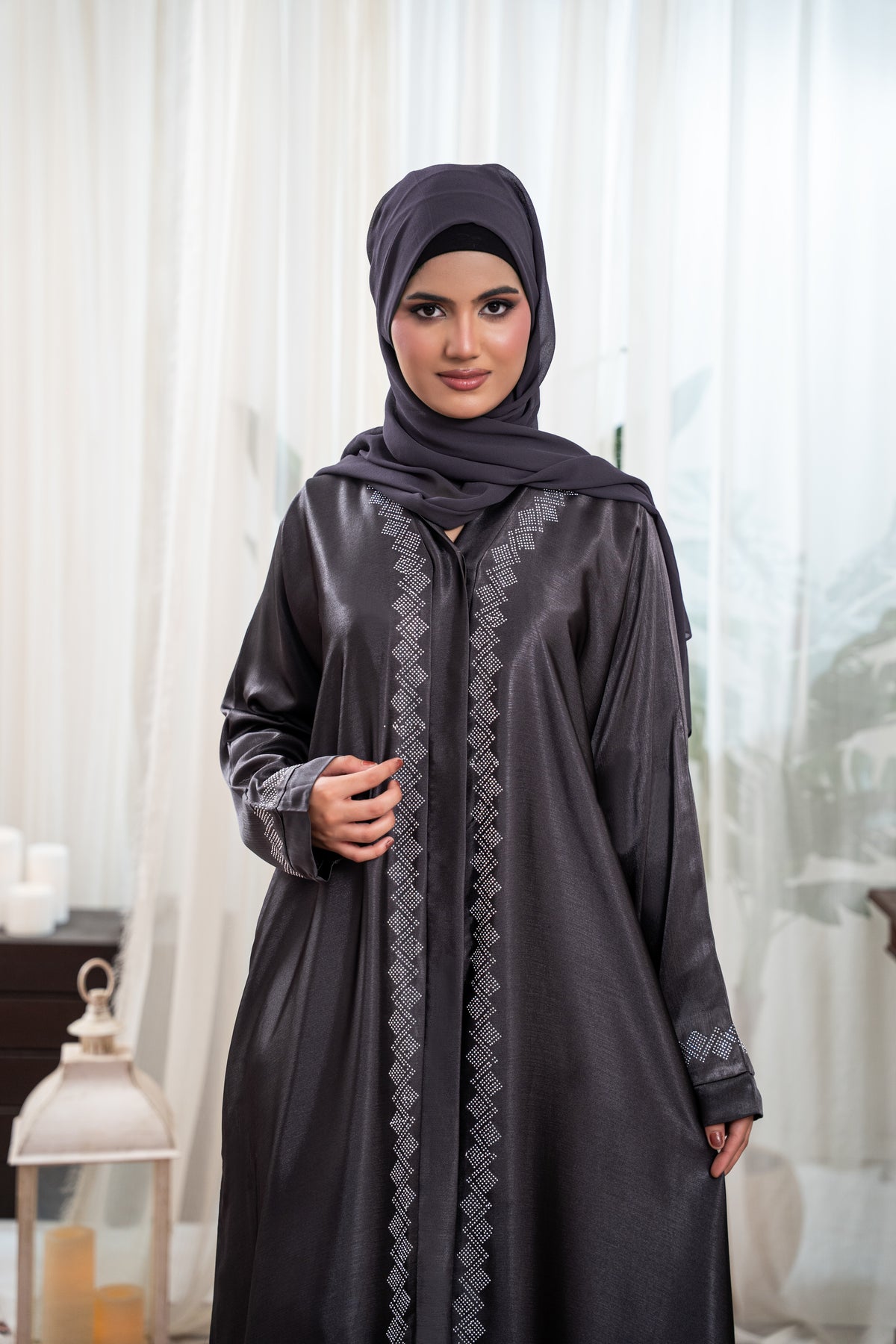 Shadow Grey Silk Abaya