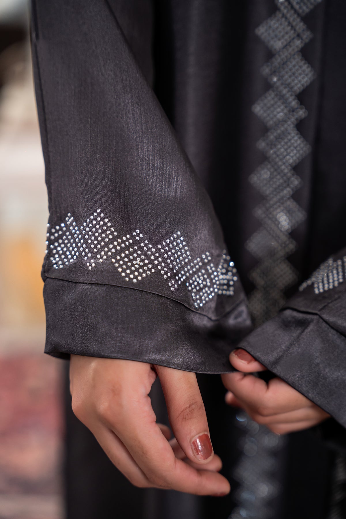 Shadow Grey Silk Abaya