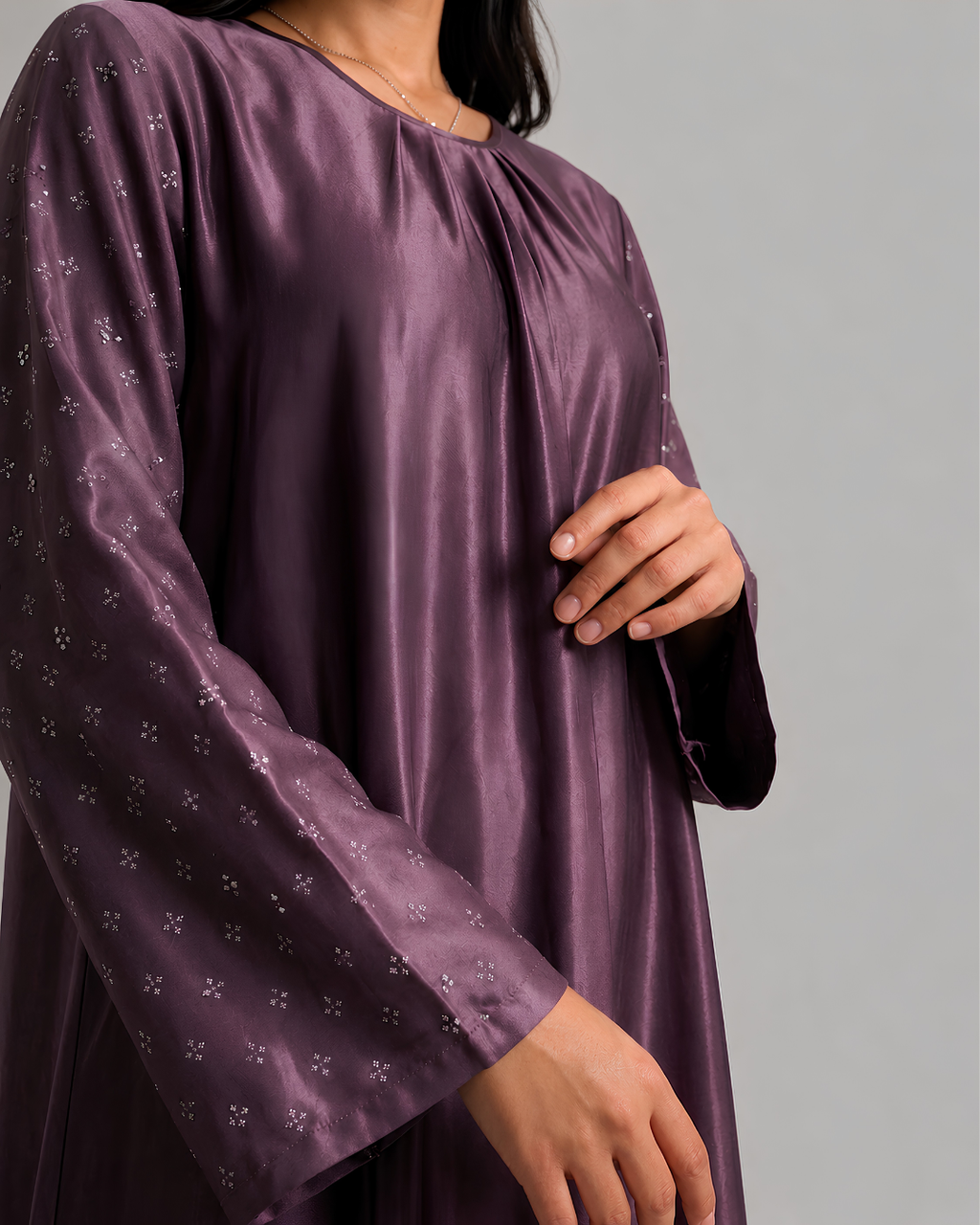 Plum Aura Silk Abaya