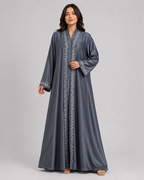 Shadow Grey Silk Abaya
