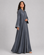 Shadow Grey Silk Abaya