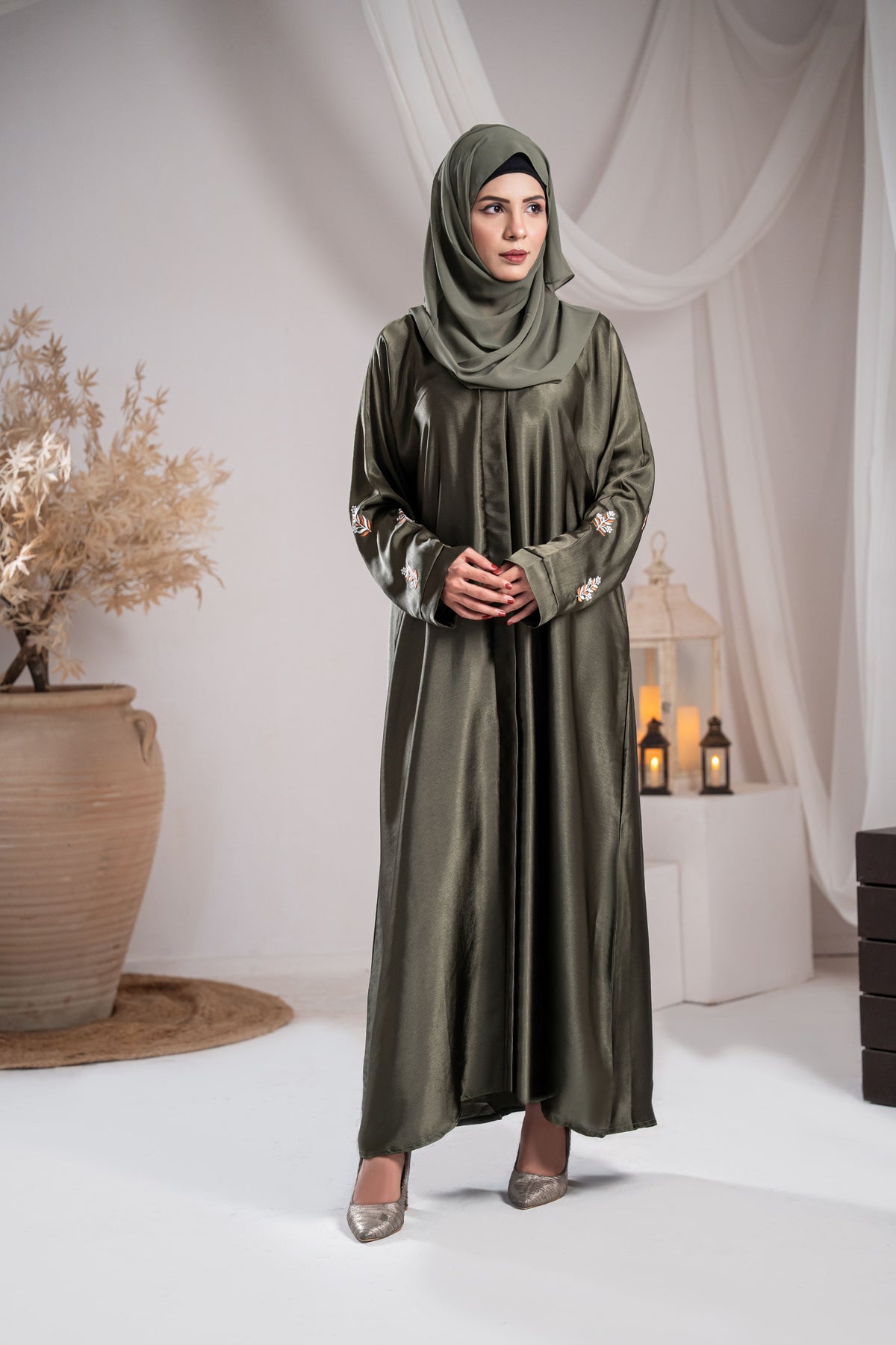 Forest Grace Silk Abaya