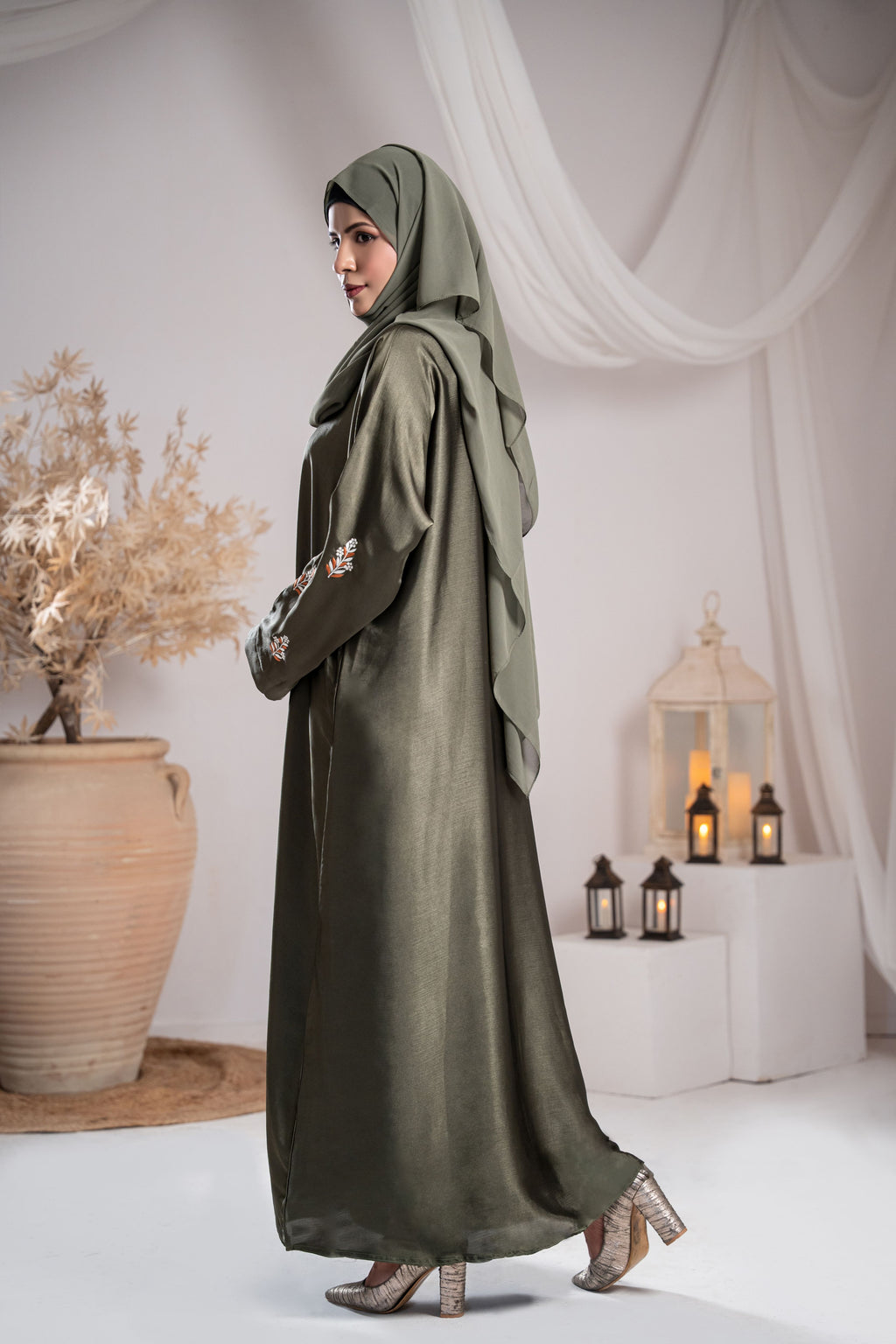 Forest Grace Silk Abaya