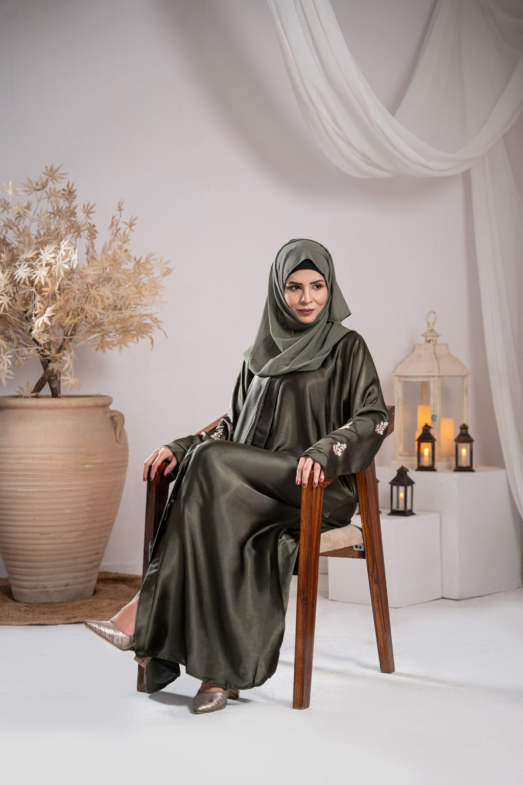 Forest Grace Silk Abaya