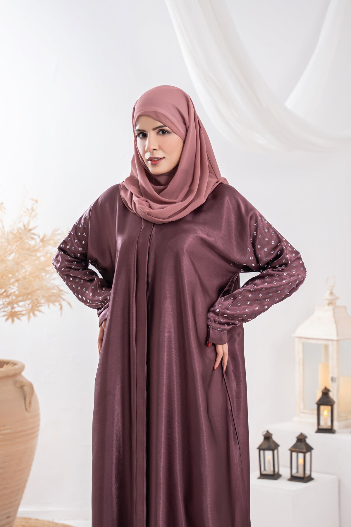 Plum Aura Silk Abaya
